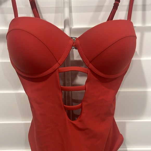 Eliana Rust Red Cutout One Piece Swimsuit - Picture 3 of 7